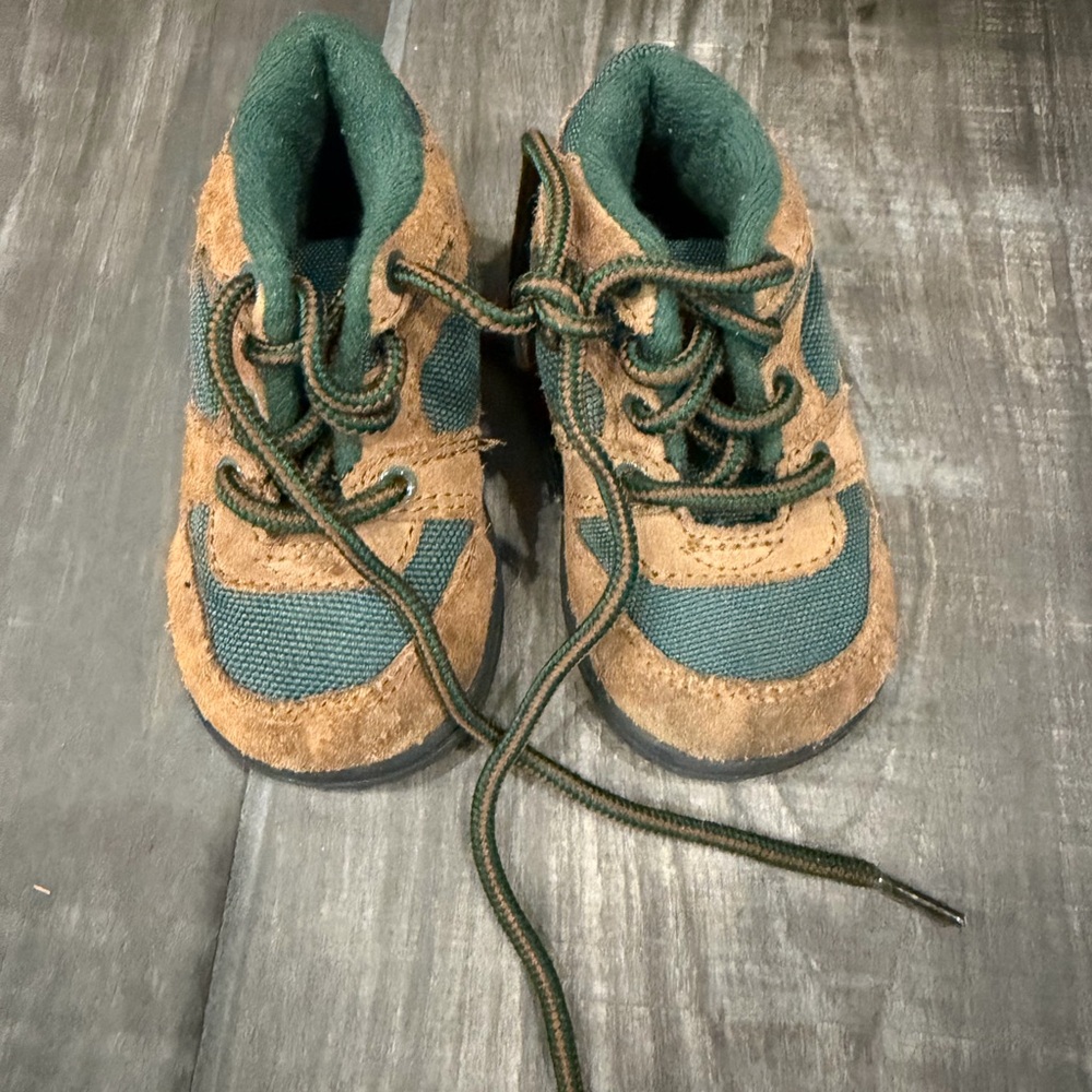 Kids Green and Brown Shoes